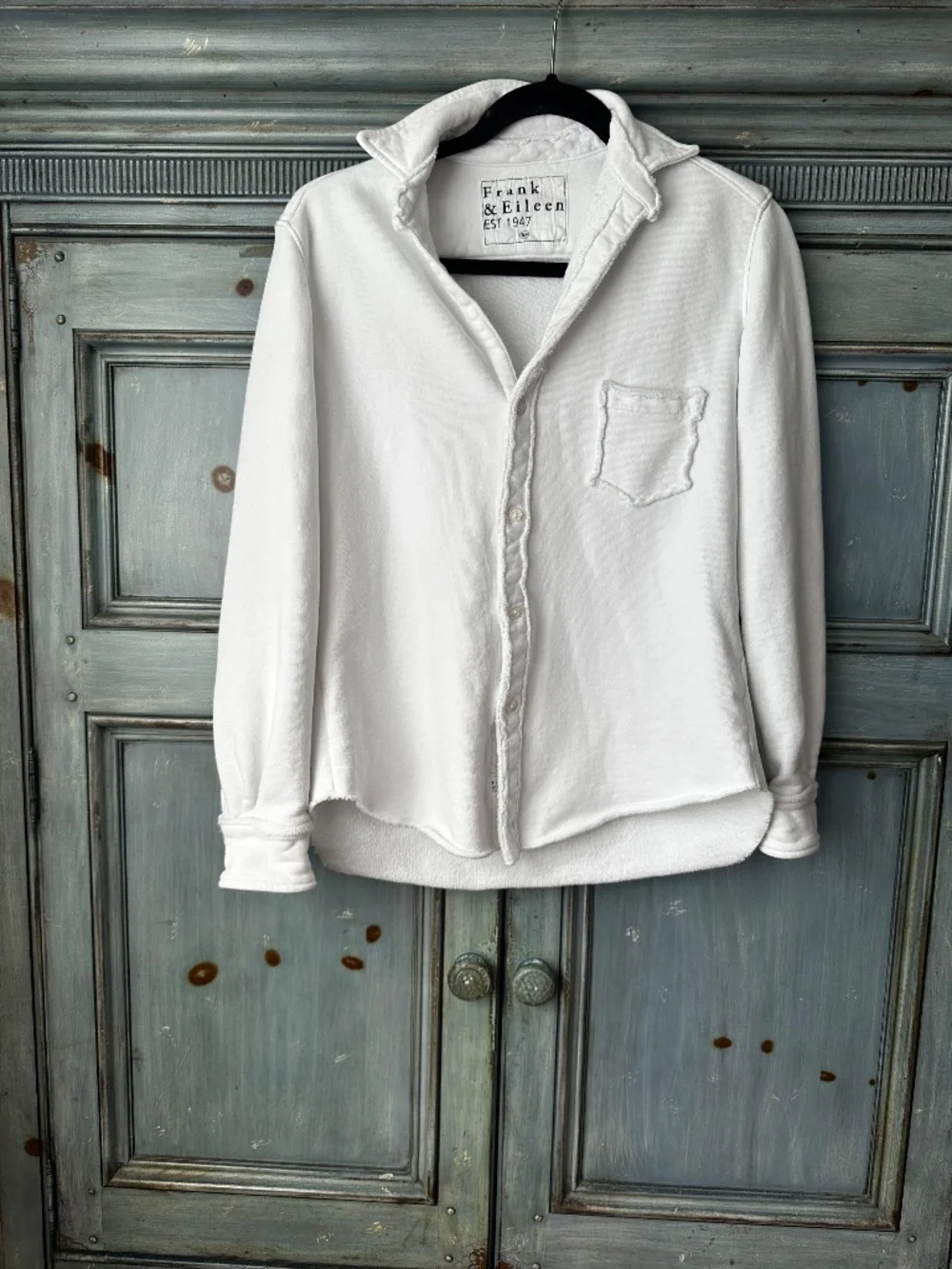 Frank & Eileen Eileen Relaxed Button Up Shirt in White Tripple FLeece Size XS - Picture 5 of 12